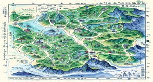 明代清河县地图复原图，标注金瓶梅故事中的重要地点，历史地理学研究配图，蓝紫色学术风格